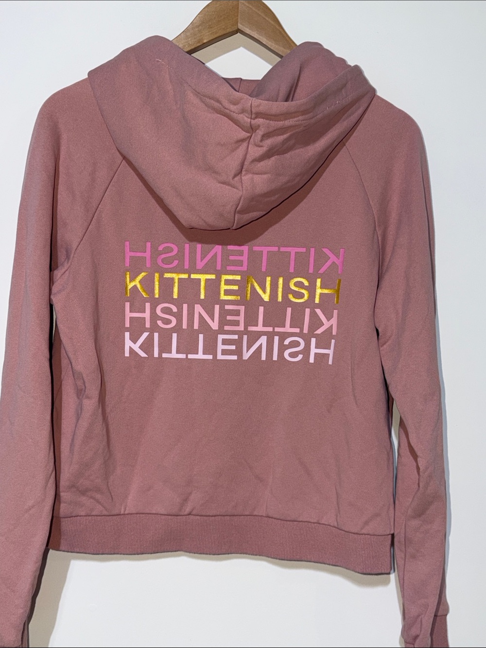 Kittenish Dusty Rose Graphic Hoodie Sweatshirt size large